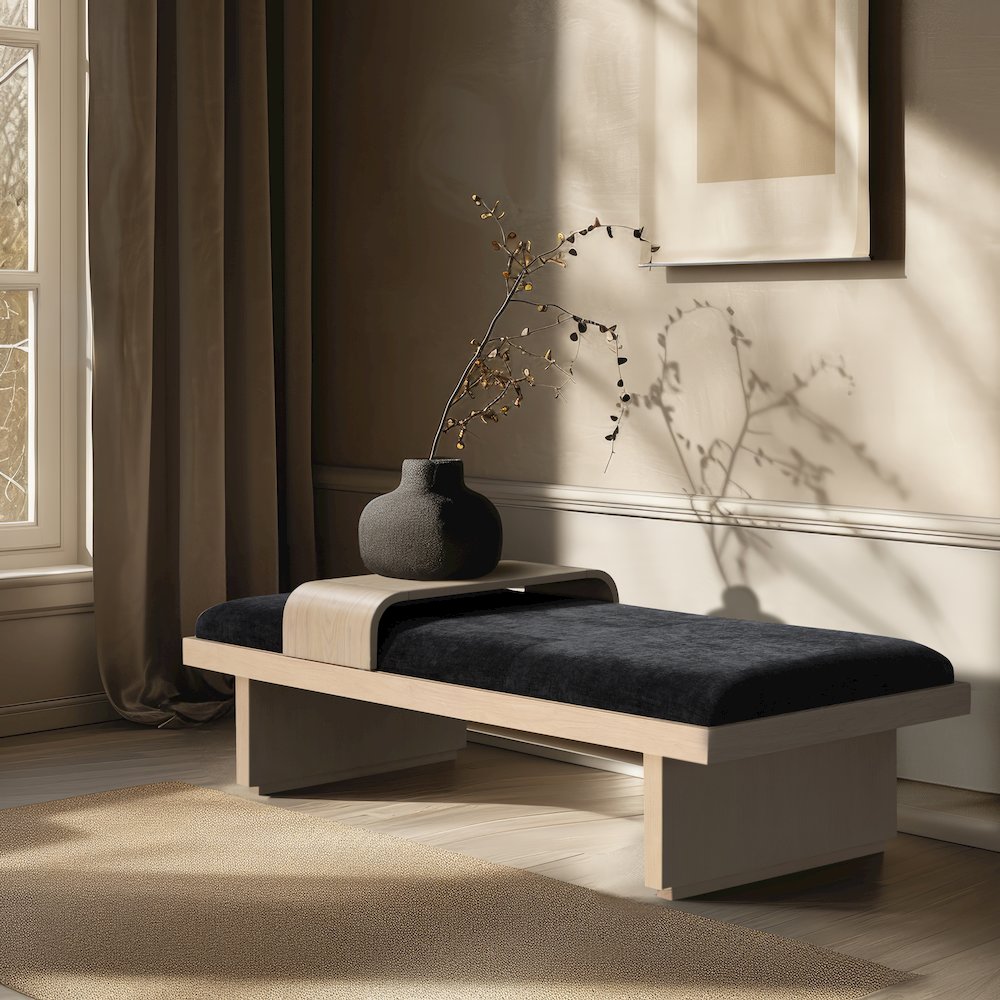 Arlington Black Chenille Fabric Bench. Picture 2