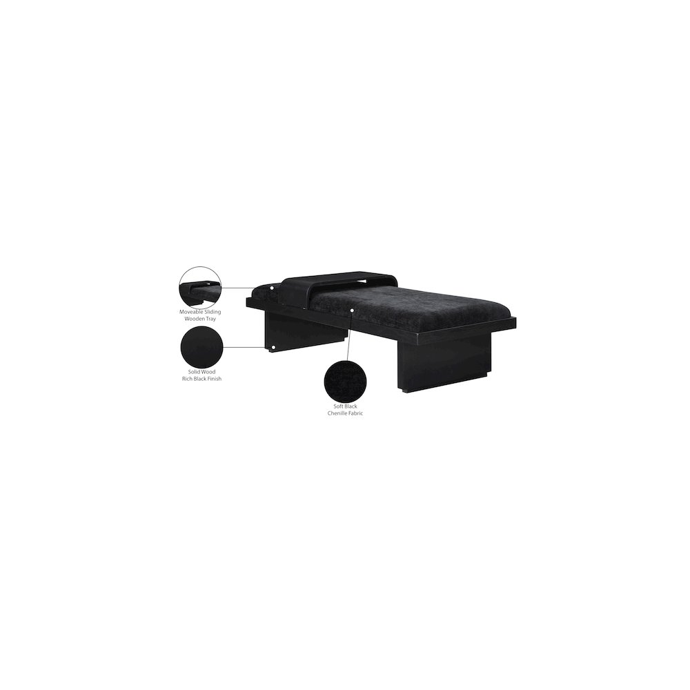 Arlington Black Chenille Fabric Bench. Picture 10