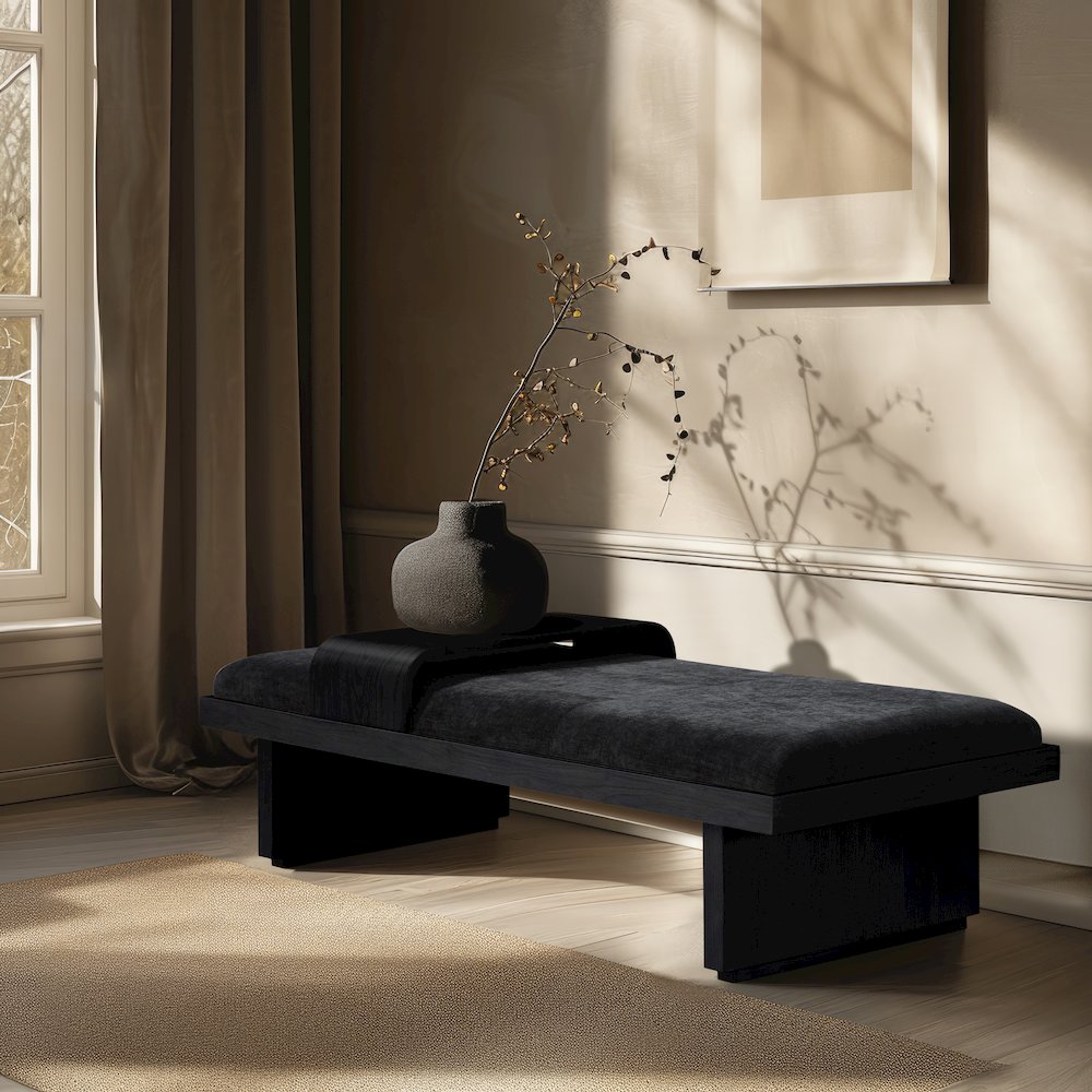 Arlington Black Chenille Fabric Bench. Picture 2