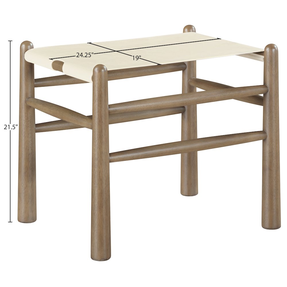 Santos Cream Vegan Leather Upholstered Bench. Picture 8