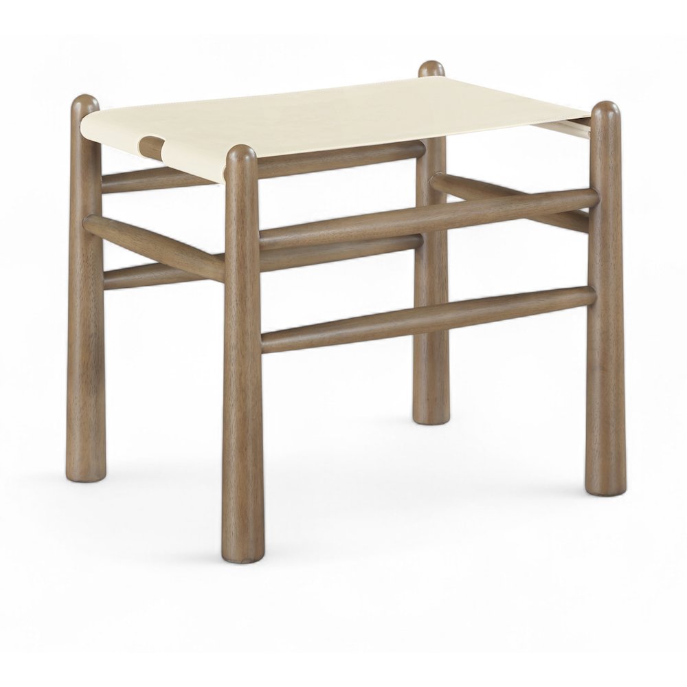 Santos Cream Vegan Leather Upholstered Bench. Picture 1