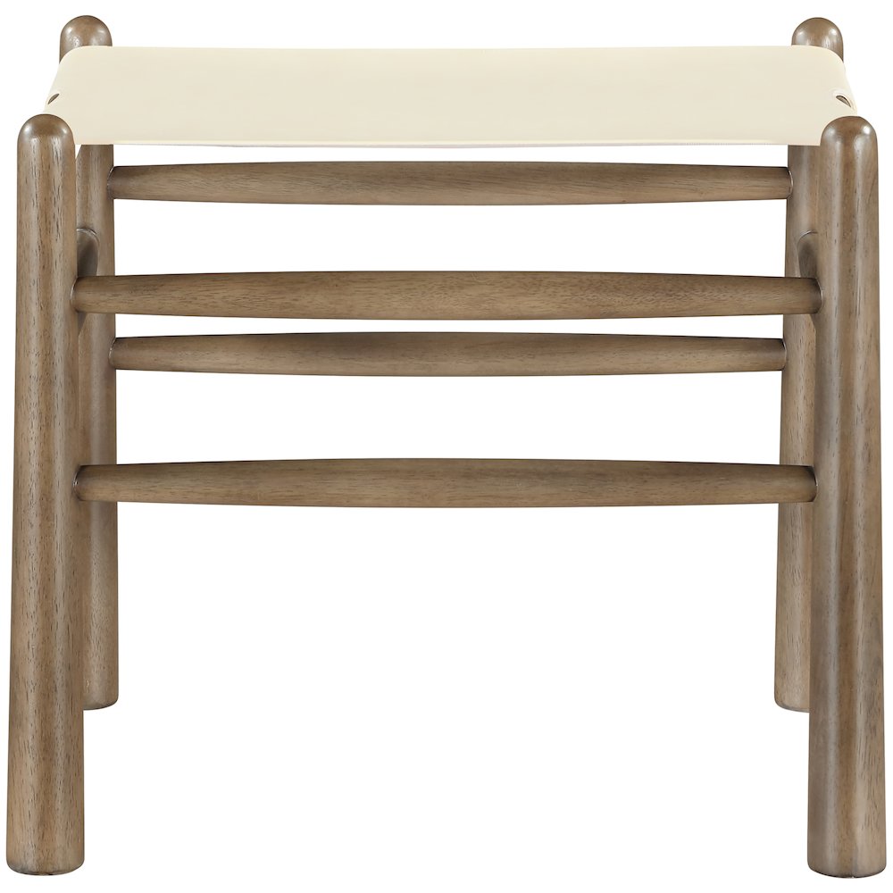 Santos Cream Vegan Leather Upholstered Bench. Picture 3