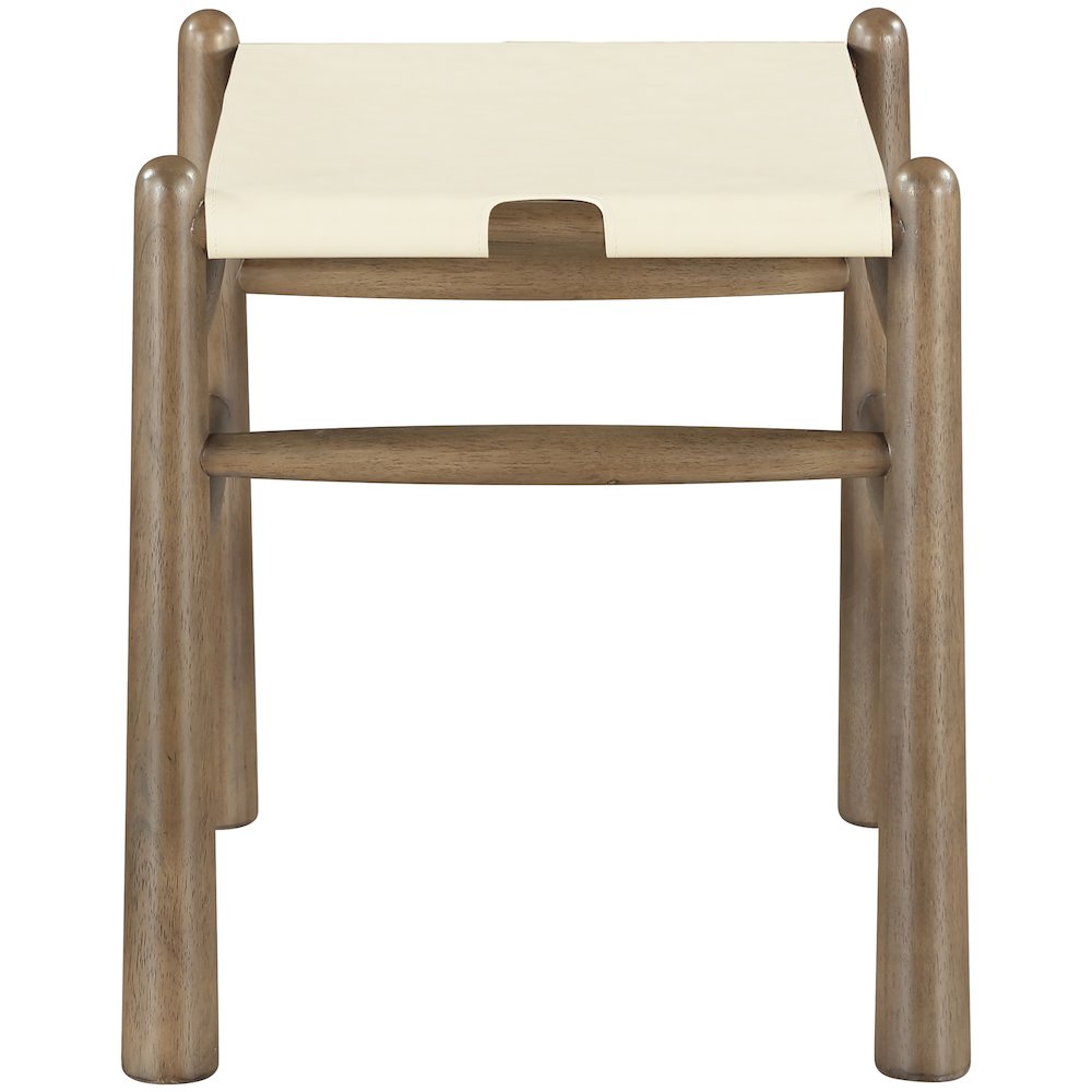 Santos Cream Vegan Leather Upholstered Bench. Picture 4