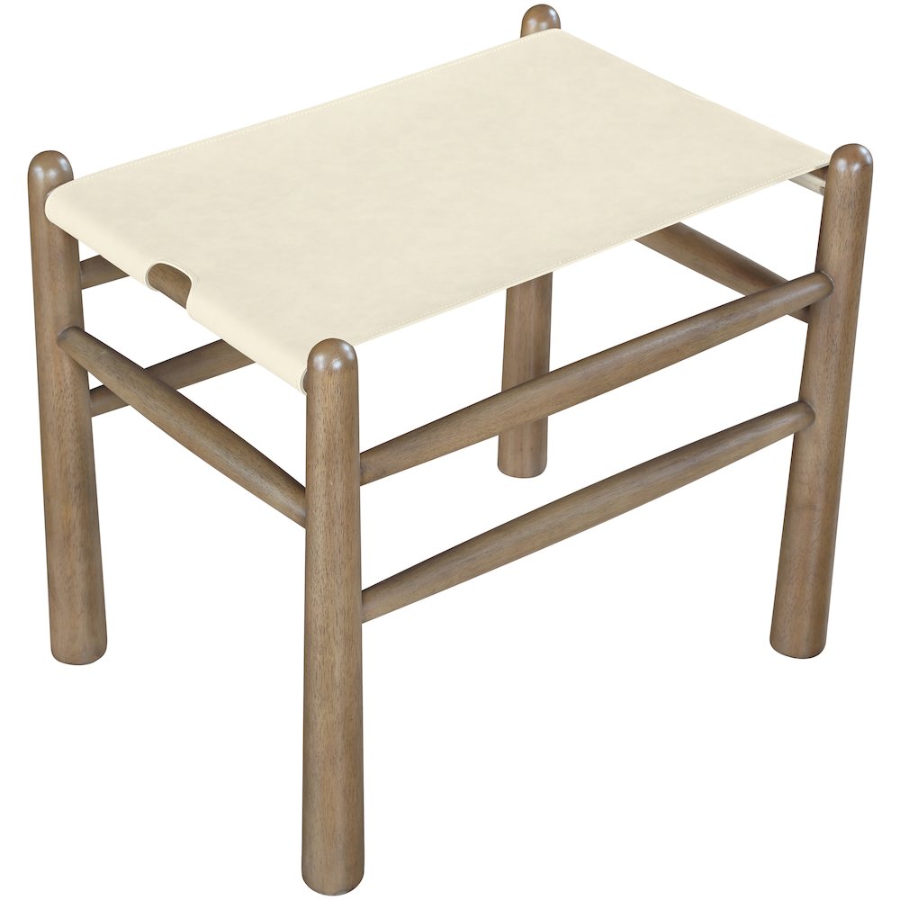 Santos Cream Vegan Leather Upholstered Bench. Picture 5