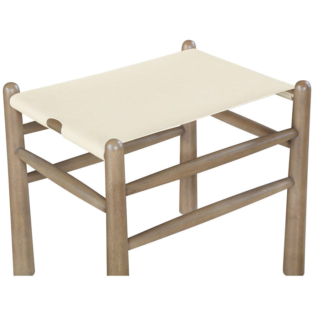 Santos Cream Vegan Leather Upholstered Bench. Picture 6