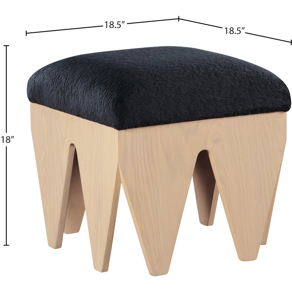Altair Black Velour Fur Fabric Bench. Picture 6