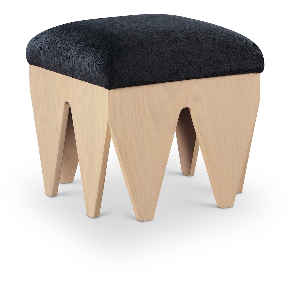 Altair Black Velour Fur Fabric Bench. Picture 1