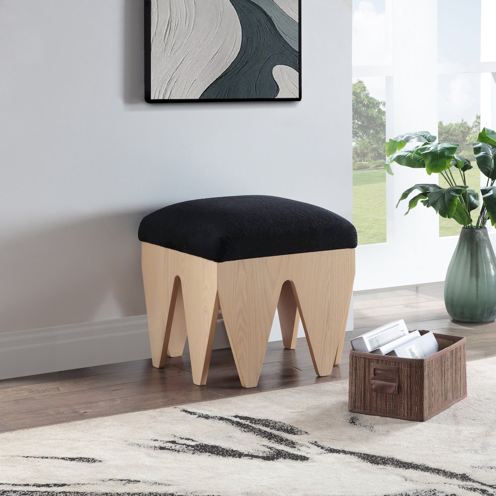 Altair Black Velour Fur Fabric Bench. Picture 2