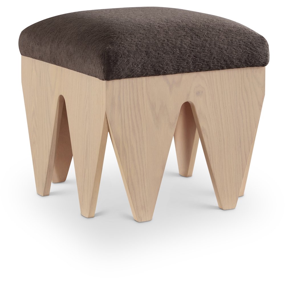 Altair Brown Velour Fur Fabric Bench. Picture 1