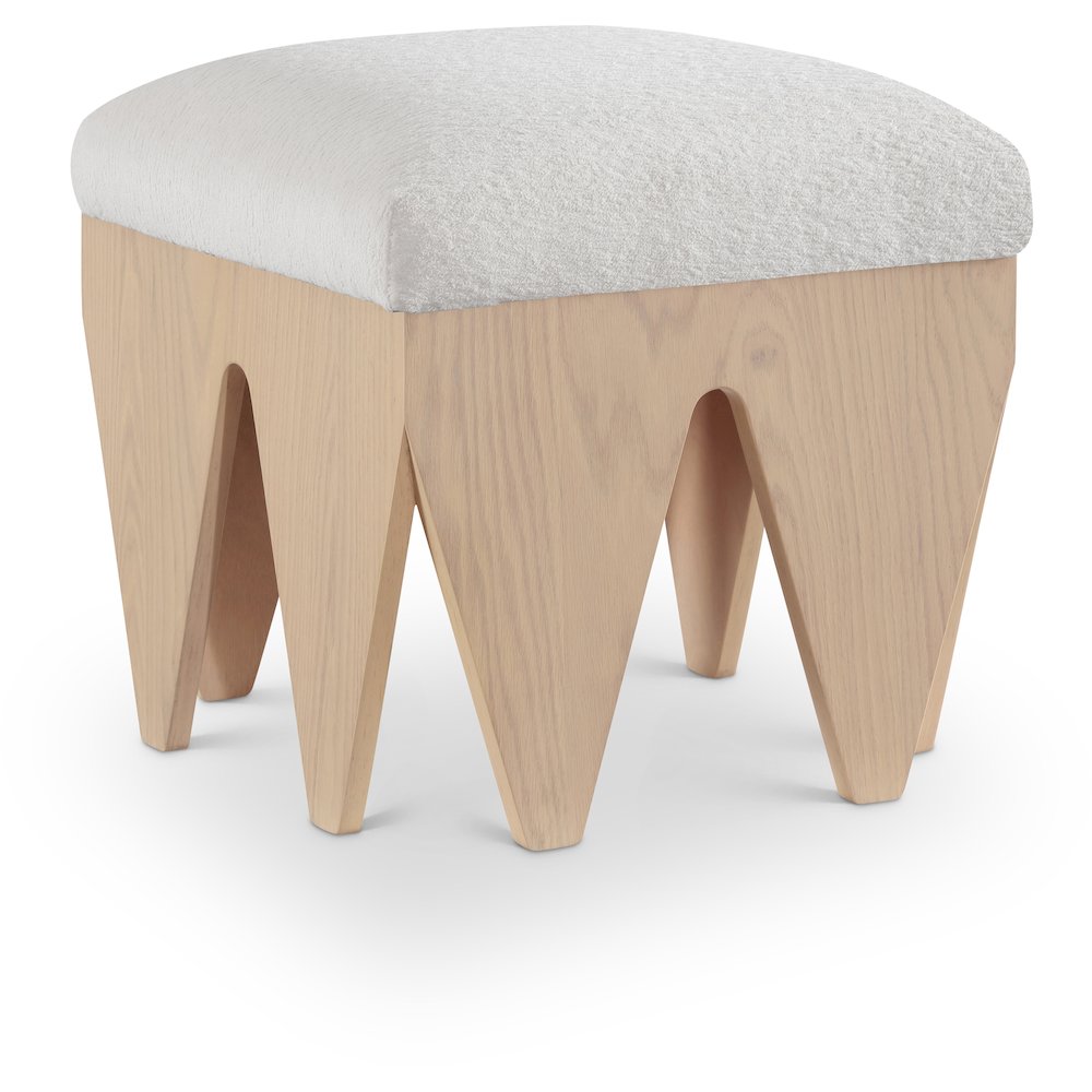 Altair Cream Velour Fur Fabric Bench. Picture 1