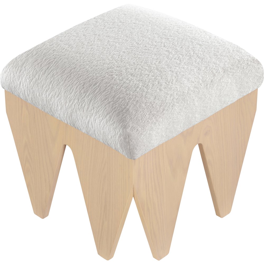 Altair Cream Velour Fur Fabric Bench. Picture 4