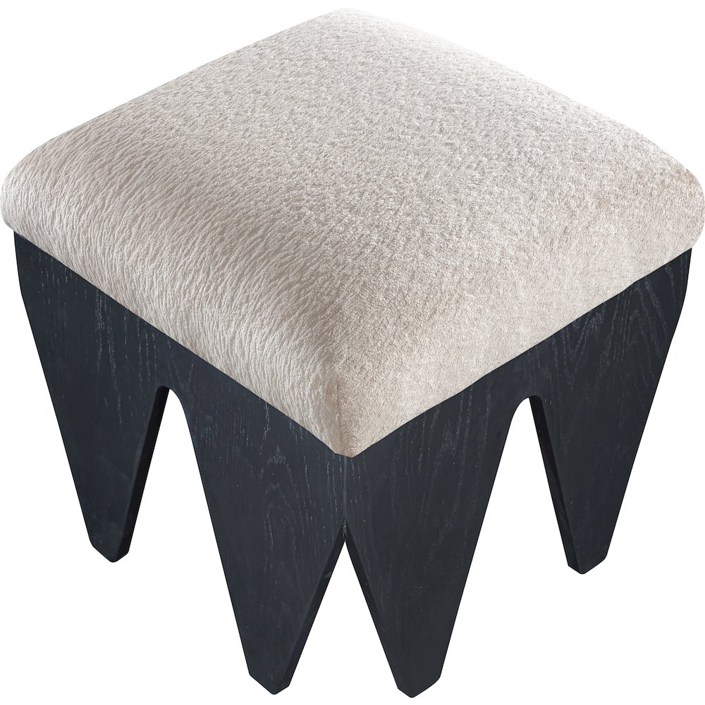 Altair Beige Velour Fur Fabric Bench. Picture 4