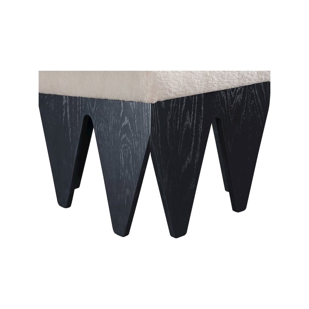 Altair Beige Velour Fur Fabric Bench. Picture 5