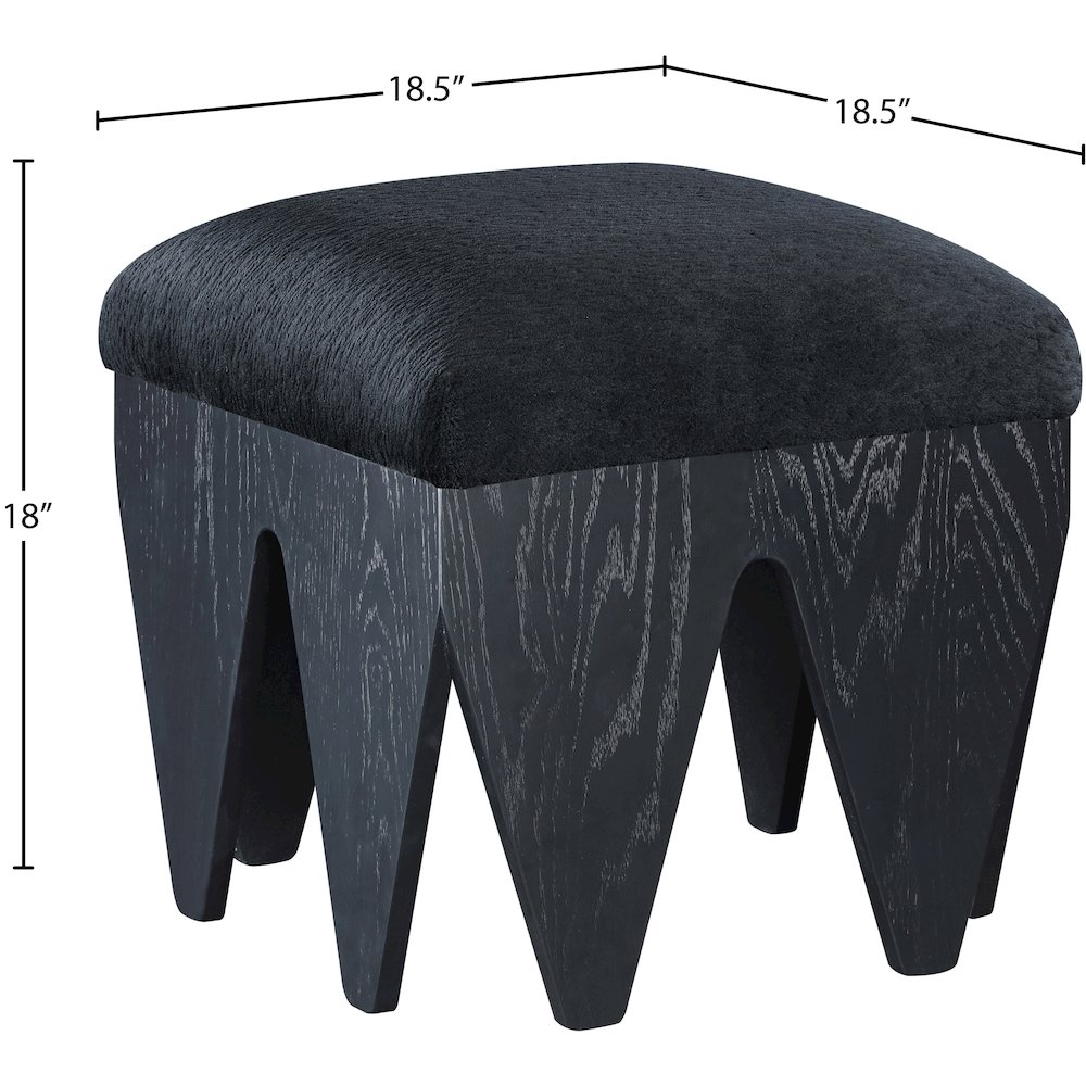 Altair Black Velour Fur Fabric Bench. Picture 6