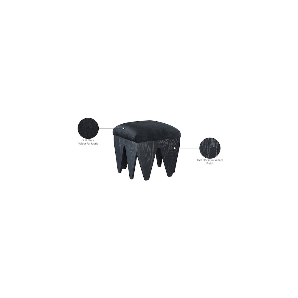 Altair Black Velour Fur Fabric Bench. Picture 7