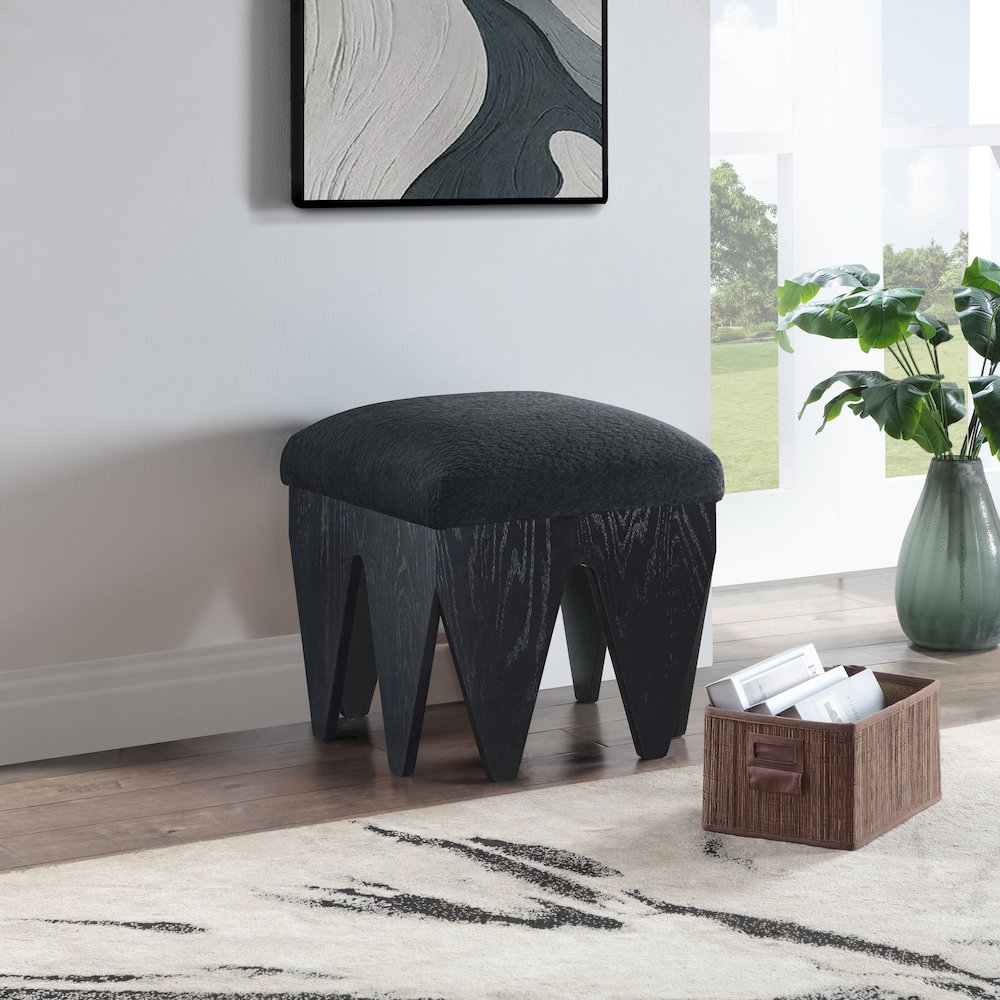 Altair Black Velour Fur Fabric Bench. Picture 2