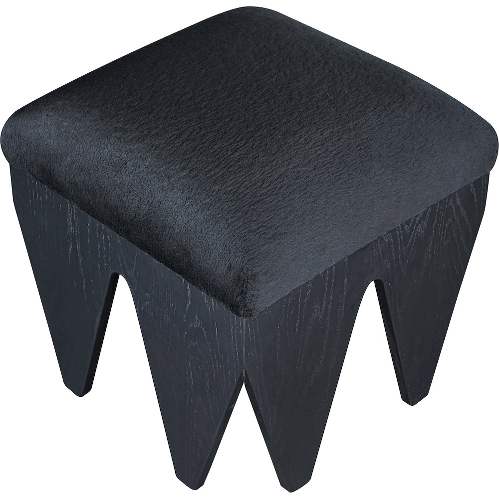 Altair Black Velour Fur Fabric Bench. Picture 4