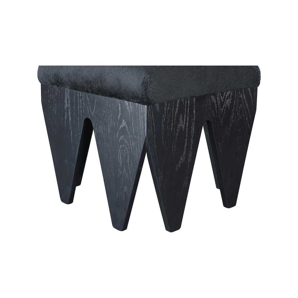 Altair Black Velour Fur Fabric Bench. Picture 5