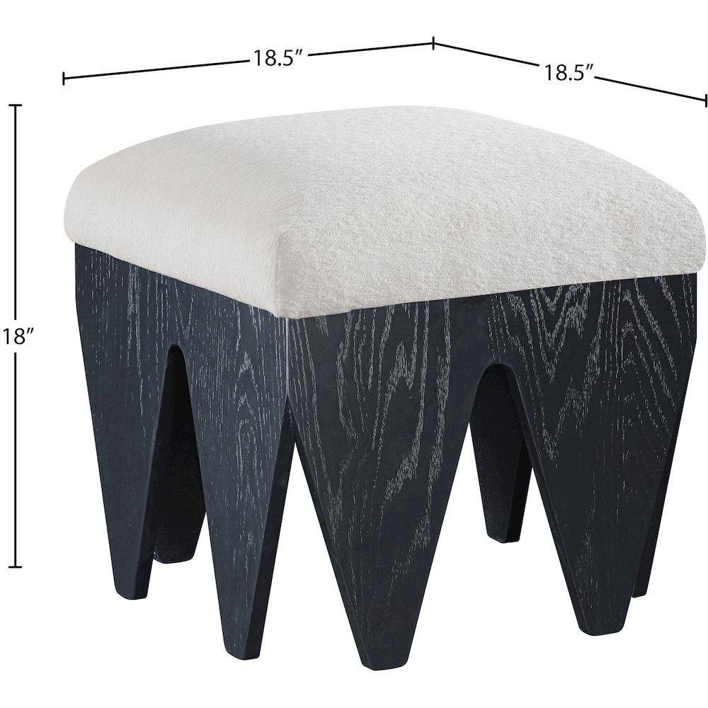 Altair Cream Velour Fur Fabric Bench. Picture 6