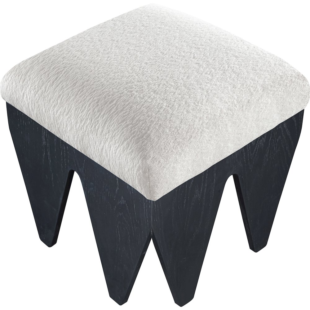 Altair Cream Velour Fur Fabric Bench. Picture 4