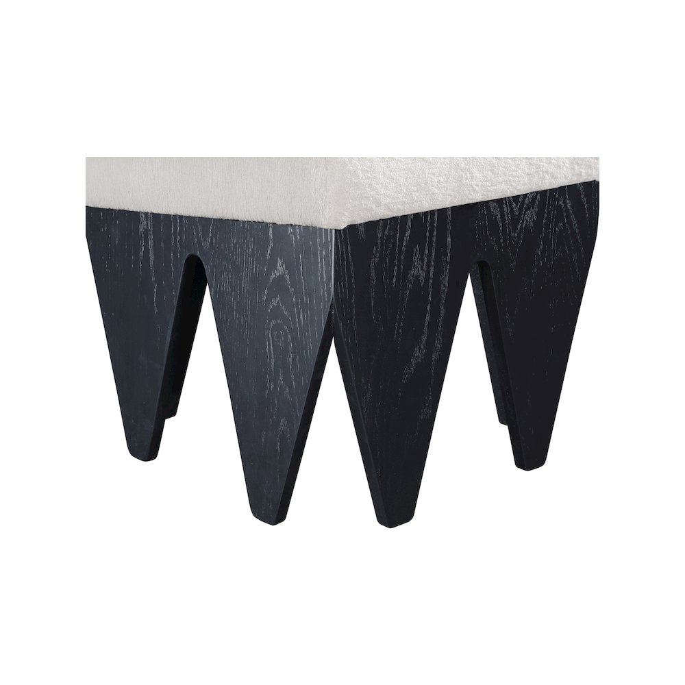 Altair Cream Velour Fur Fabric Bench. Picture 5