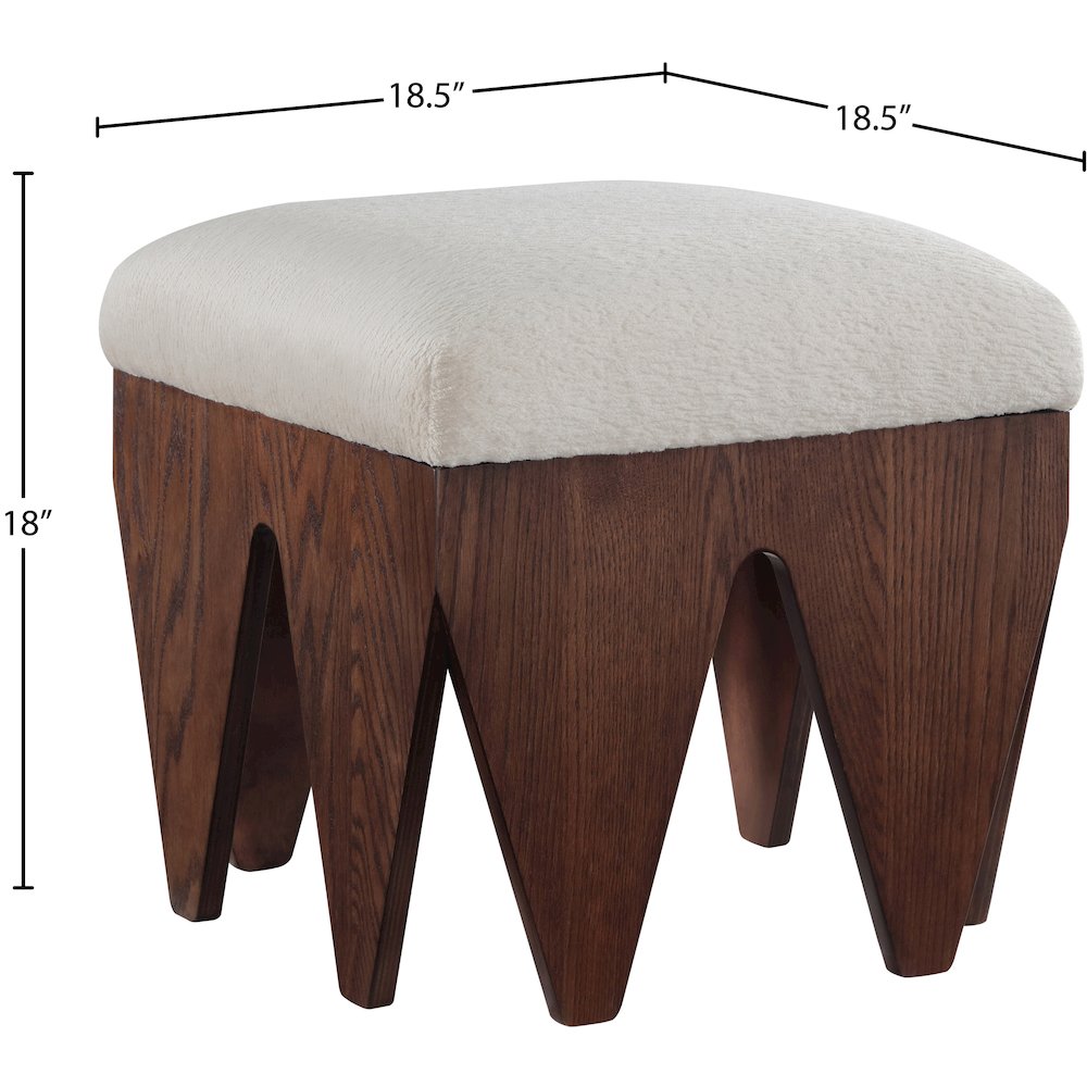 Altair Beige Velour Fur Fabric Bench. Picture 6