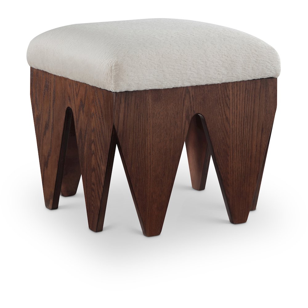 Altair Beige Velour Fur Fabric Bench. Picture 1