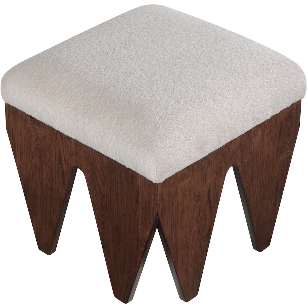 Altair Beige Velour Fur Fabric Bench. Picture 4