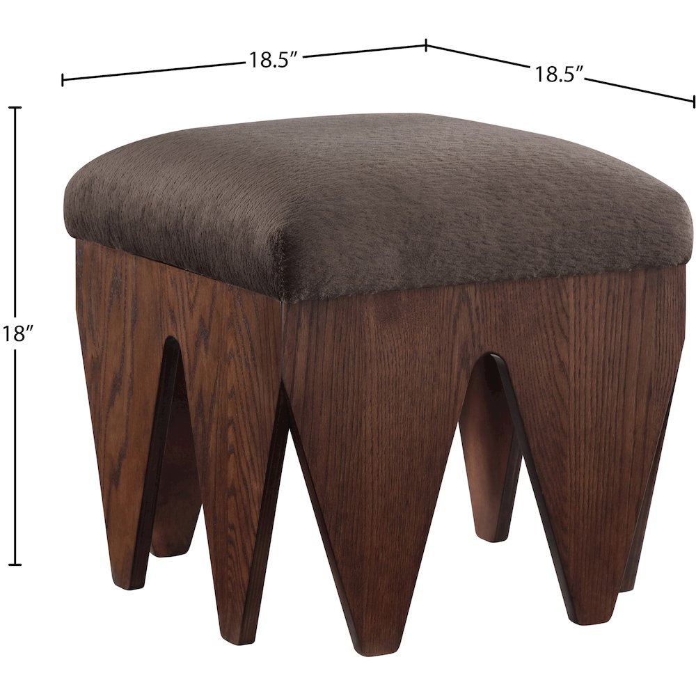 Altair Brown Velour Fur Fabric Bench. Picture 6