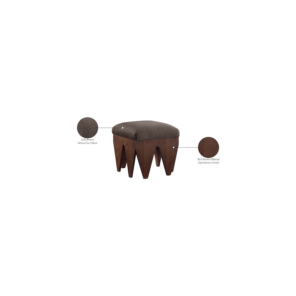 Altair Brown Velour Fur Fabric Bench. Picture 7