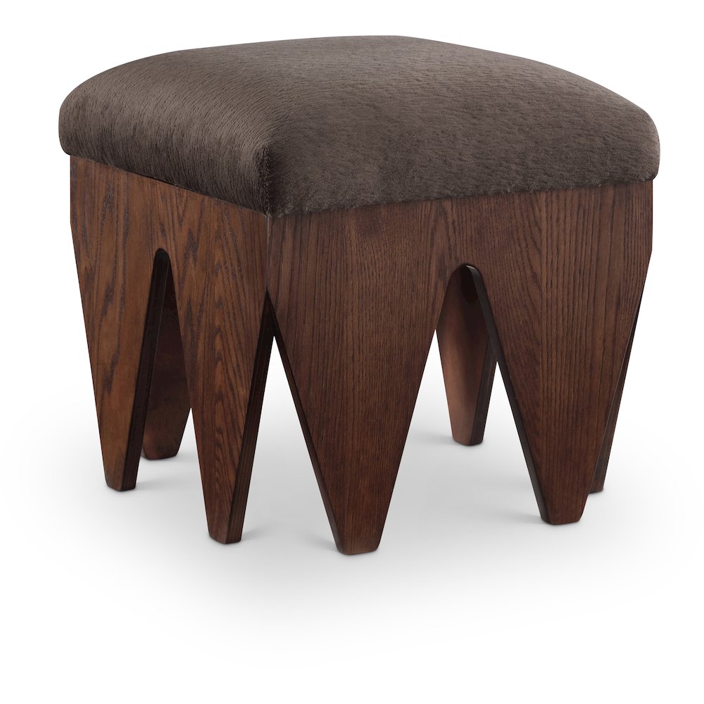 Altair Brown Velour Fur Fabric Bench. Picture 1