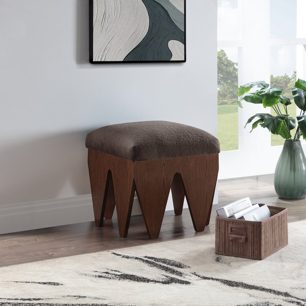 Altair Brown Velour Fur Fabric Bench. Picture 2