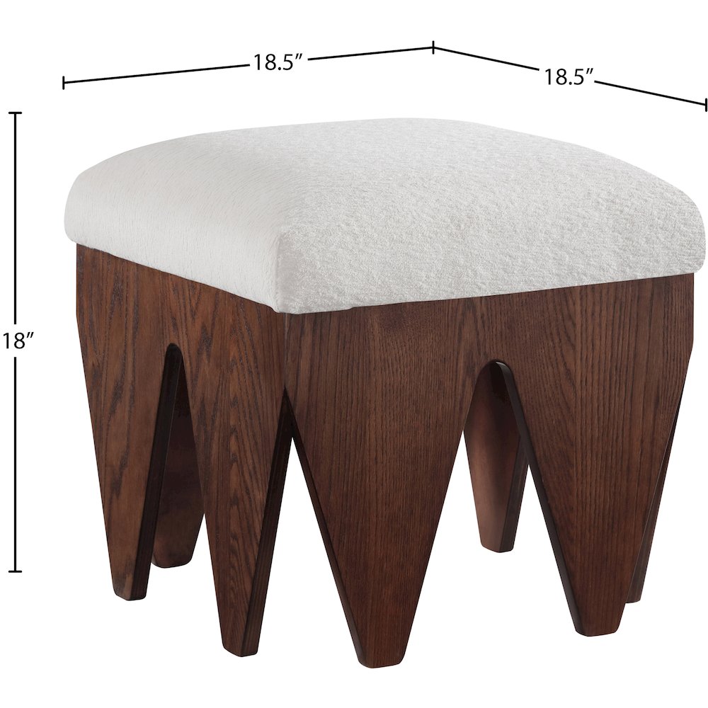 Altair Cream Velour Fur Fabric Bench. Picture 6