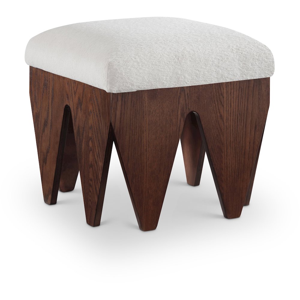Altair Cream Velour Fur Fabric Bench. Picture 1