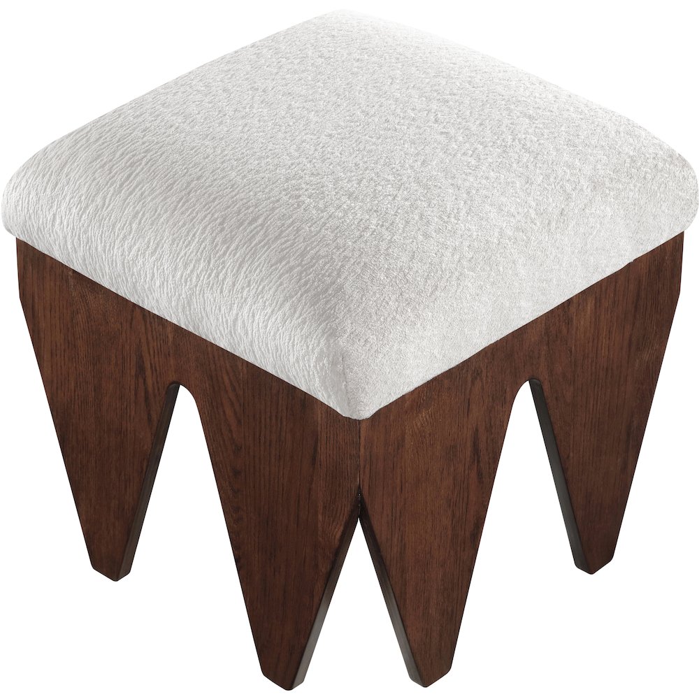 Altair Cream Velour Fur Fabric Bench. Picture 4