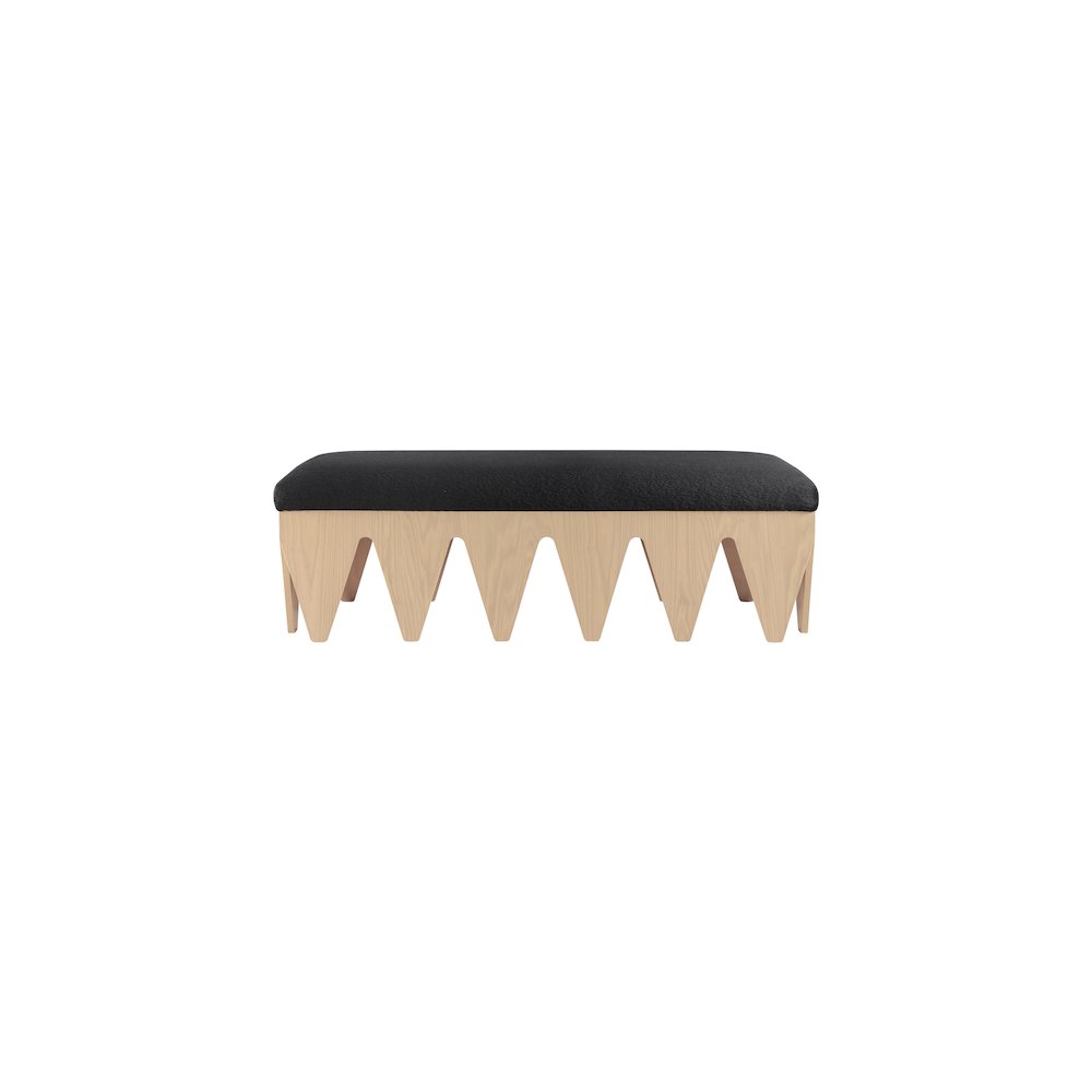 Altair Black Velour Fur Fabric Bench. Picture 3