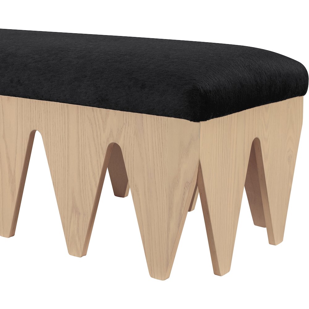 Altair Black Velour Fur Fabric Bench. Picture 5