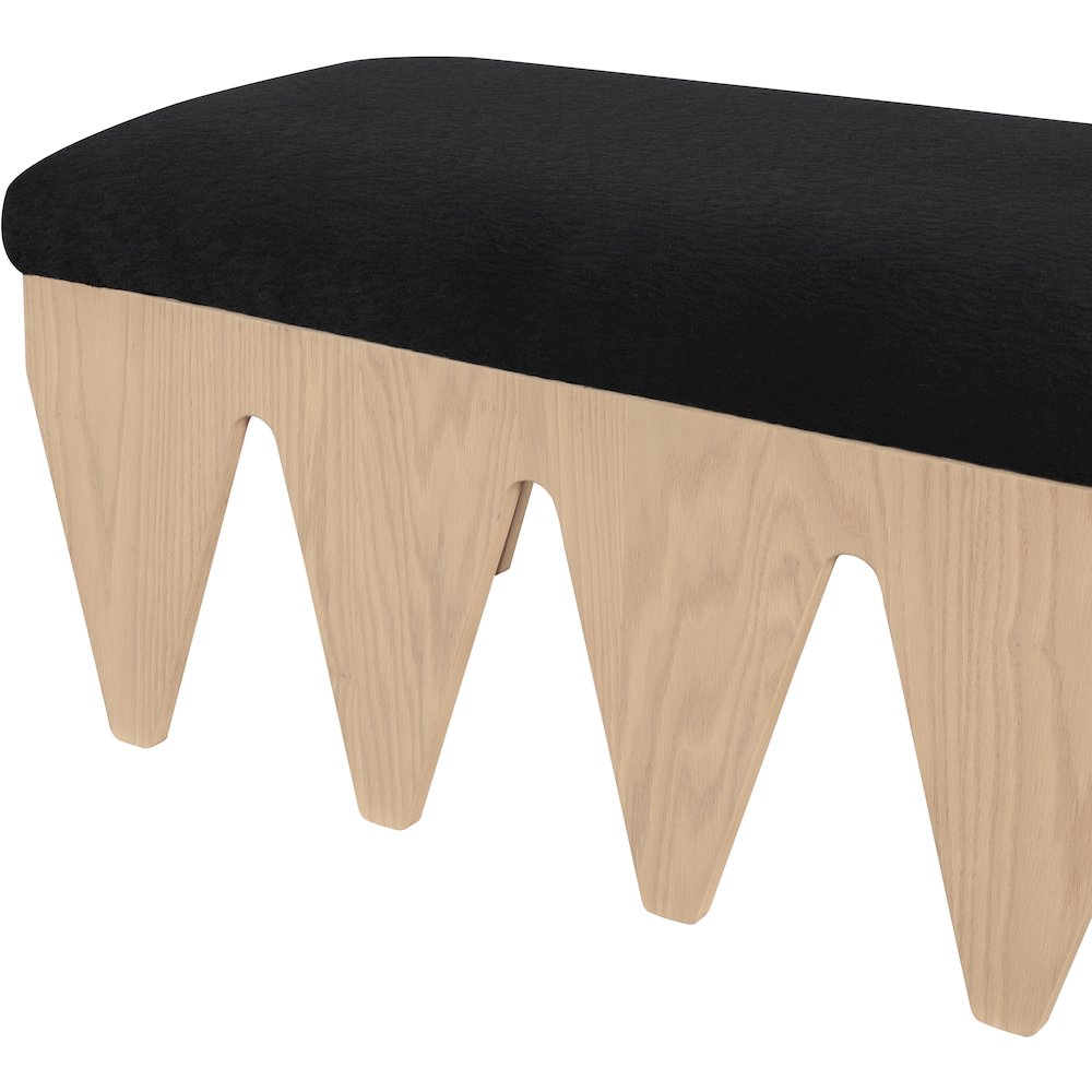Altair Black Velour Fur Fabric Bench. Picture 6