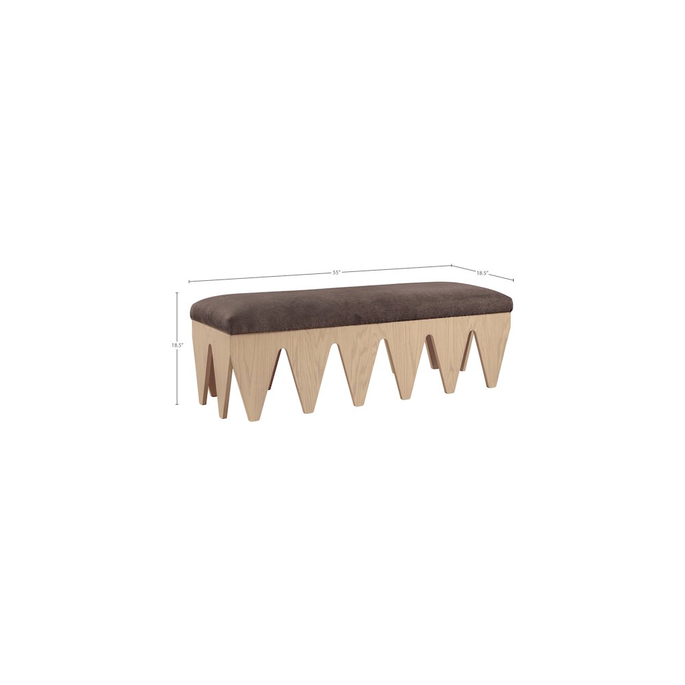 Altair Brown Velour Fur Fabric Bench. Picture 7