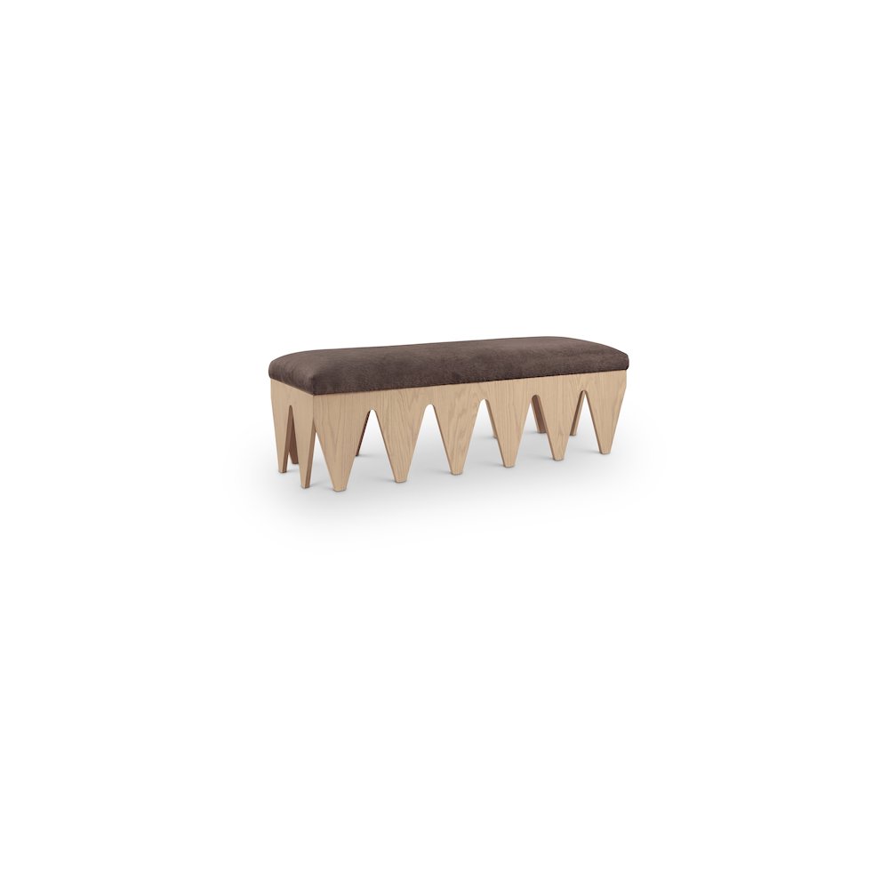 Altair Brown Velour Fur Fabric Bench. Picture 1