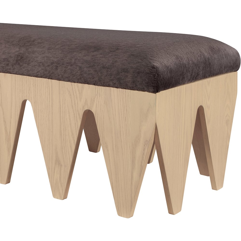 Altair Brown Velour Fur Fabric Bench. Picture 5