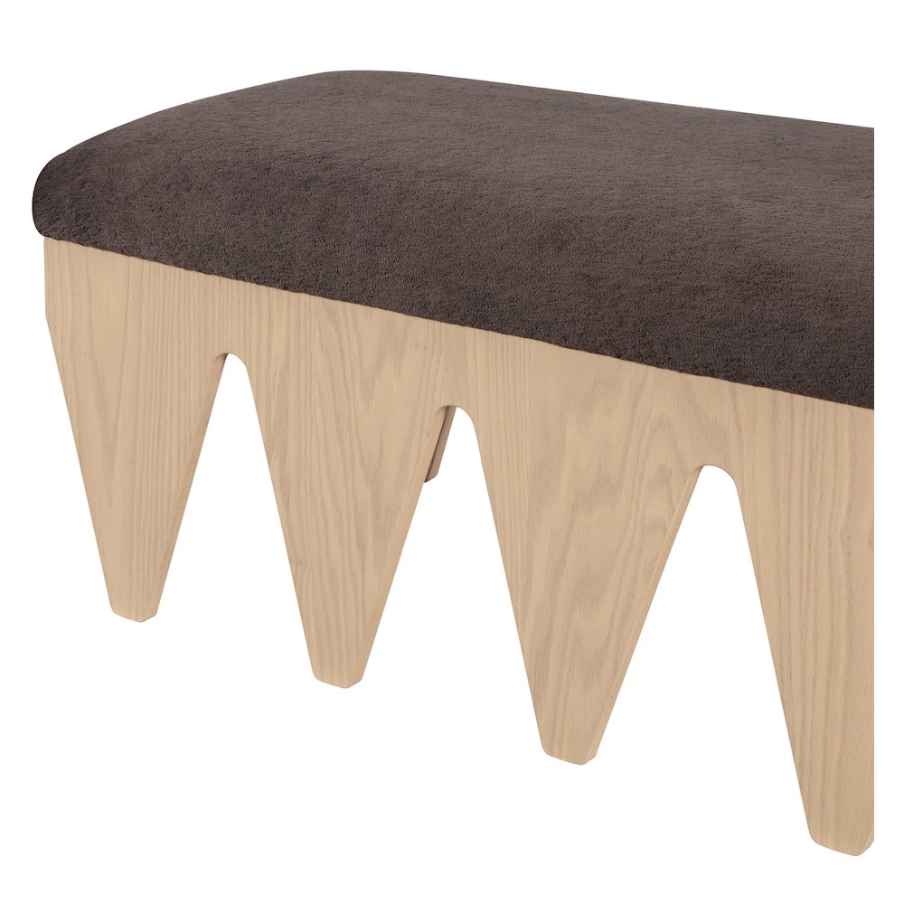 Altair Brown Velour Fur Fabric Bench. Picture 6