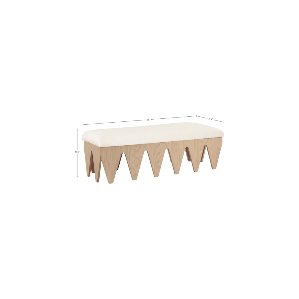 Altair Cream Velour Fur Fabric Bench. Picture 7