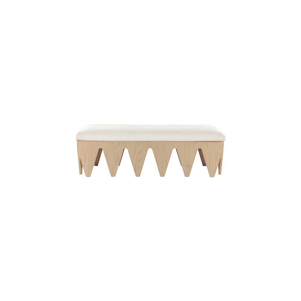 Altair Cream Velour Fur Fabric Bench. Picture 3