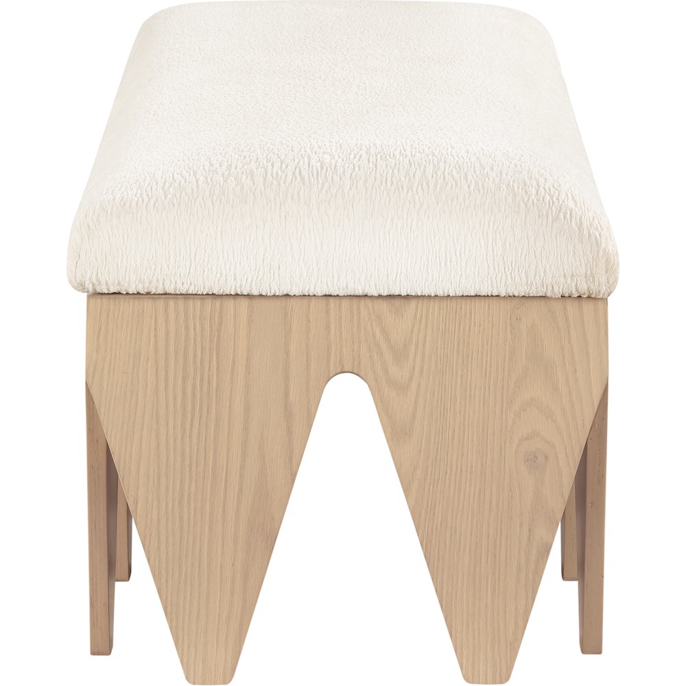 Altair Cream Velour Fur Fabric Bench. Picture 4