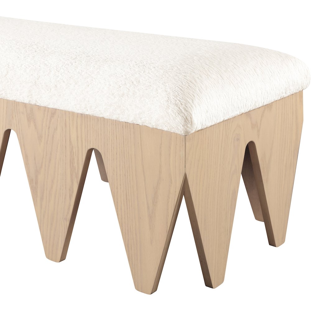 Altair Cream Velour Fur Fabric Bench. Picture 5