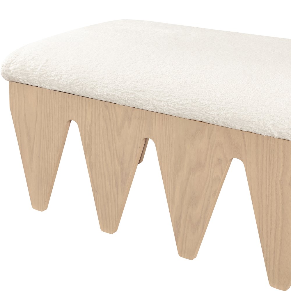Altair Cream Velour Fur Fabric Bench. Picture 6