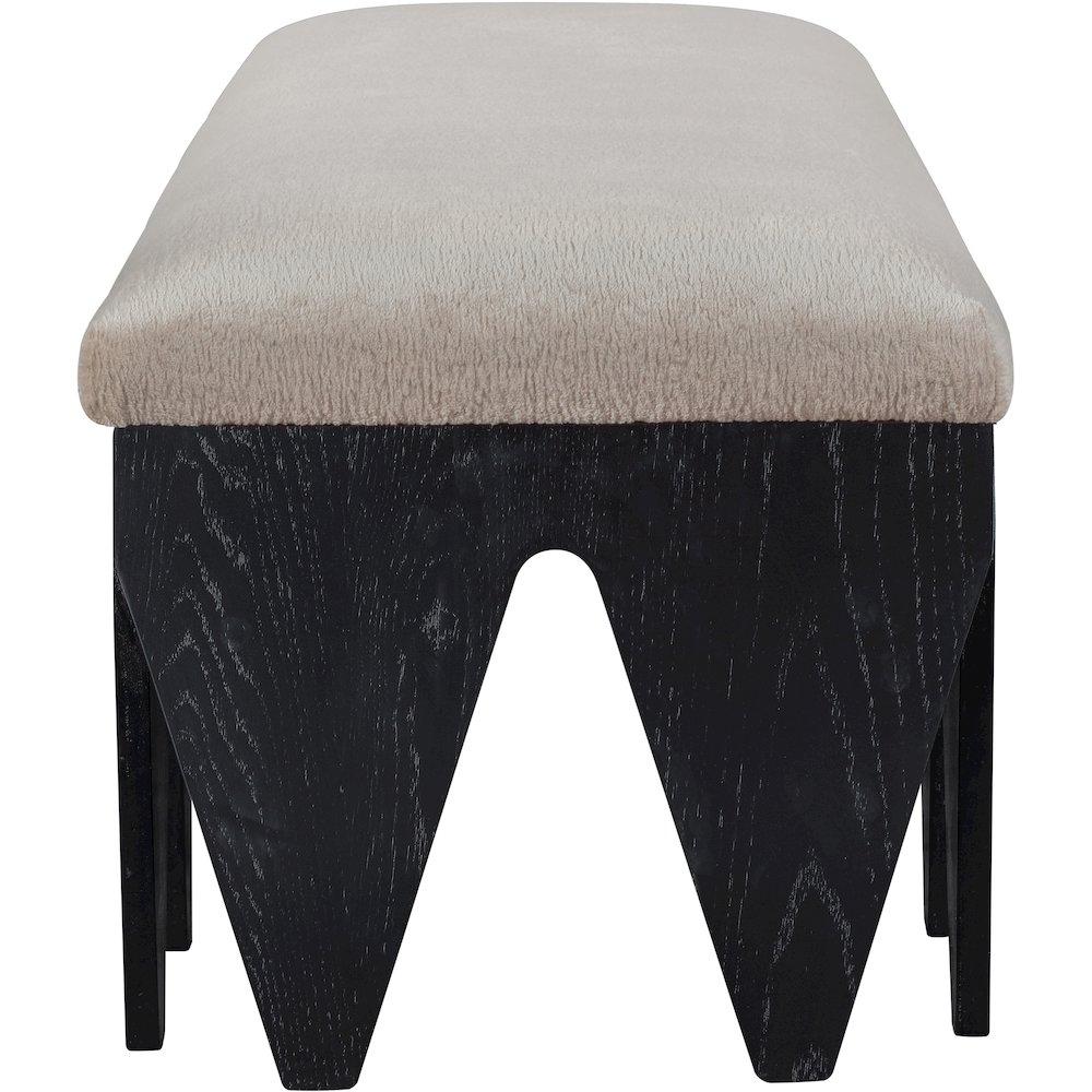 Altair Beige Velour Fur Fabric Bench. Picture 4