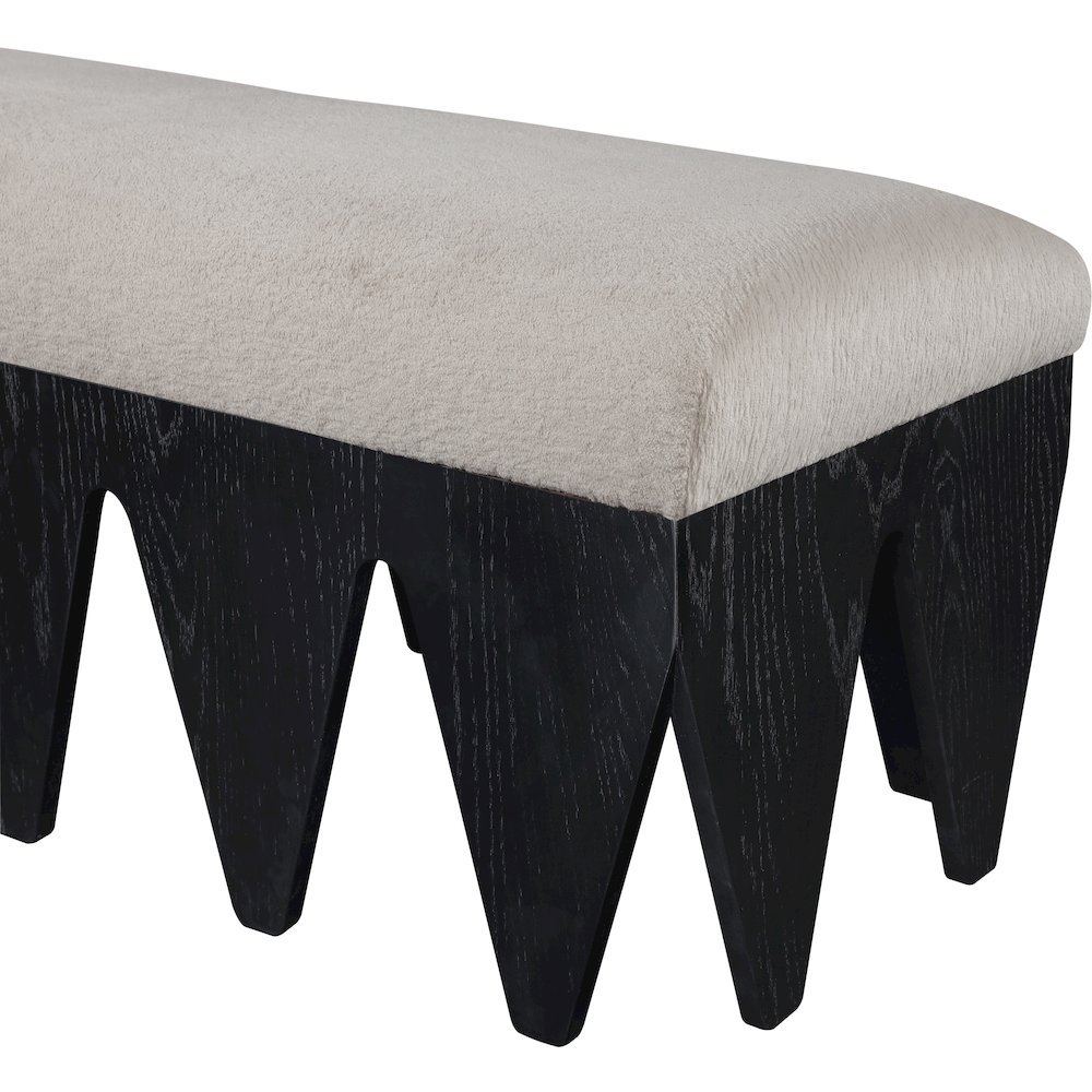 Altair Beige Velour Fur Fabric Bench. Picture 5