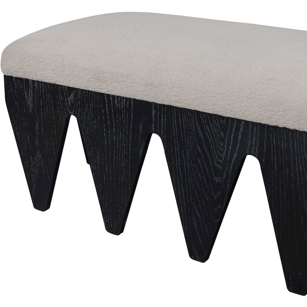 Altair Beige Velour Fur Fabric Bench. Picture 6